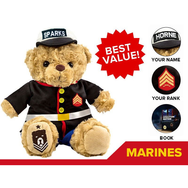 Marine Dress Blues Teddy Bear Personalized Bundle - ZZZ BEARS -