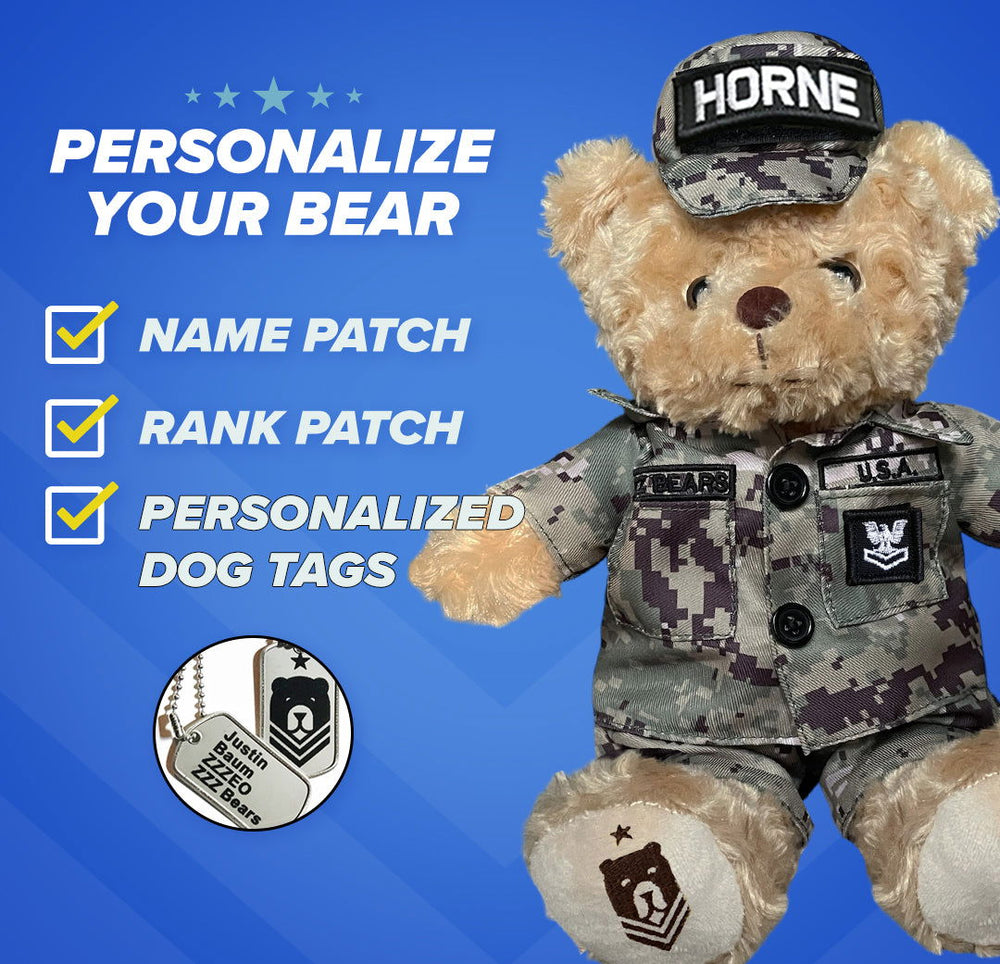 Sailor Sleeptight - Navy Teddy Bear Cammo - ZZZ BEARS -