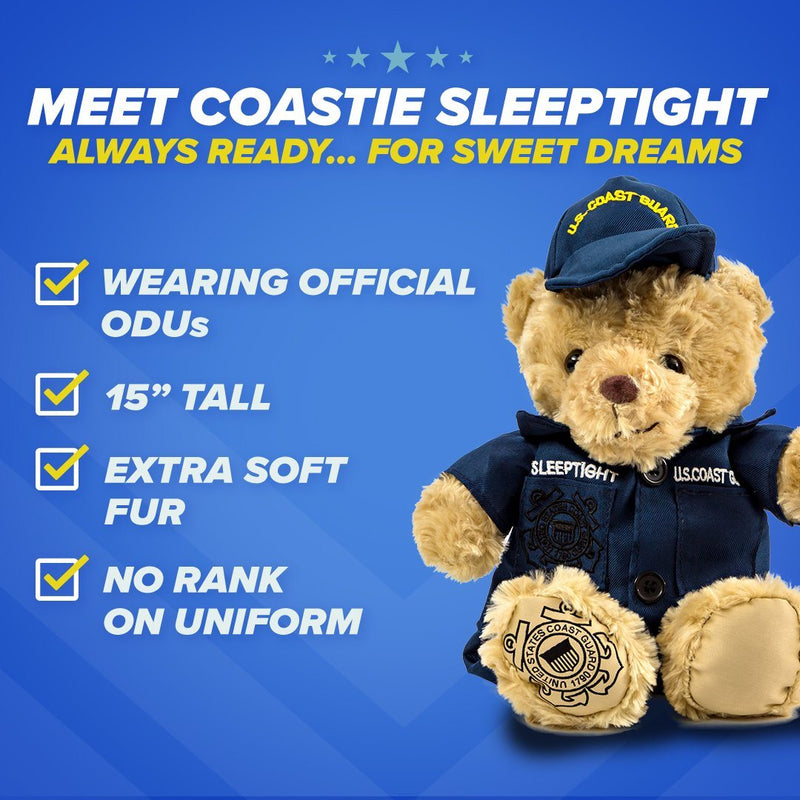 Coastie Sleeptight - Coast Guard Teddy Bear with Storybook & Sleep System - ZZZ BEARS