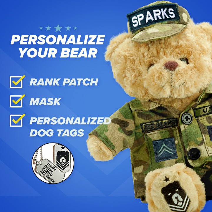 Sgt. Sleeptight - Personalized Army Teddy Bear - ZZZ BEARS
