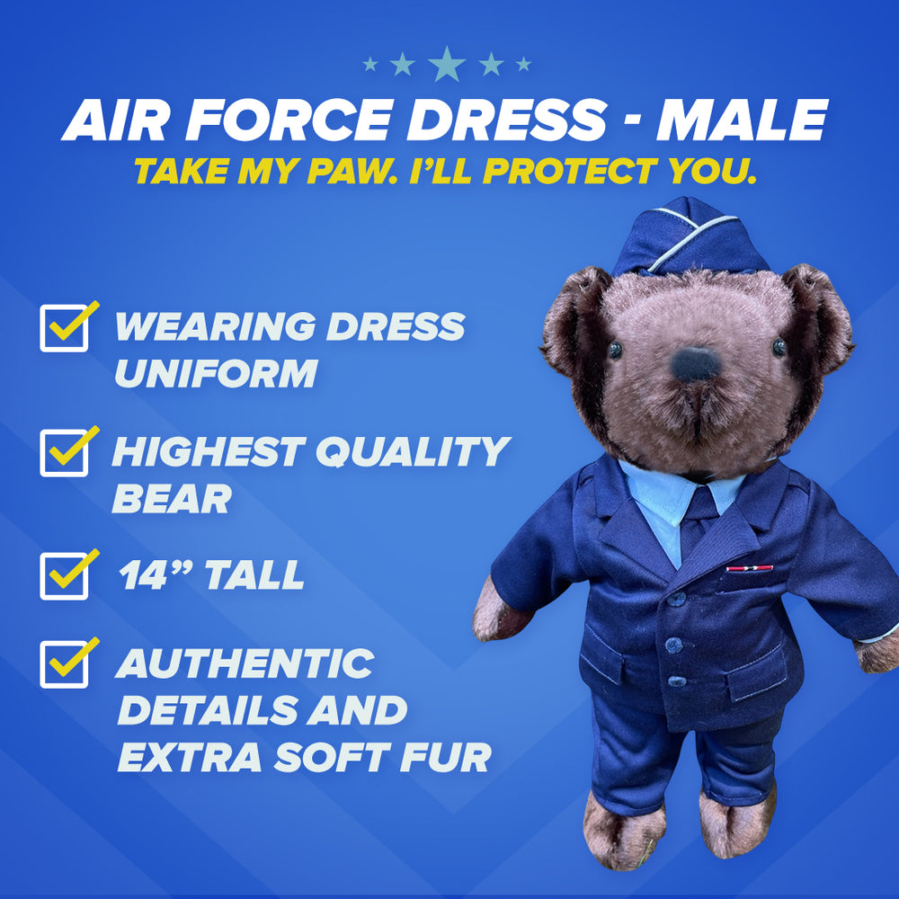 Air Force Teddy Bear in Dress Uniform - Male