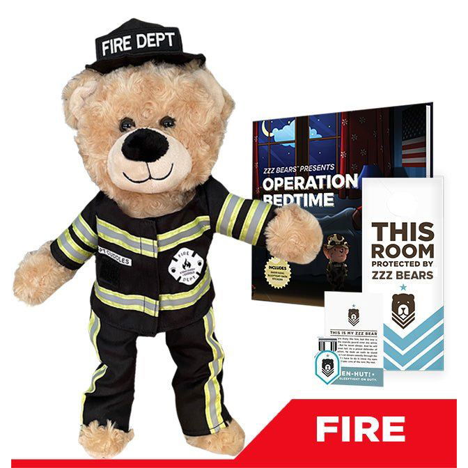 Capt Cuddles Firefighter Bear with Storybook & Sleep System - ZZZ BEARS - 