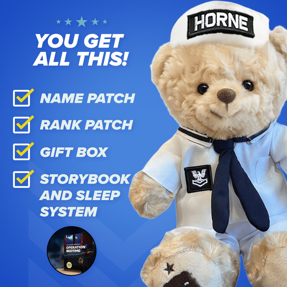 Navy Teddy Bear Personalized Bundle - White