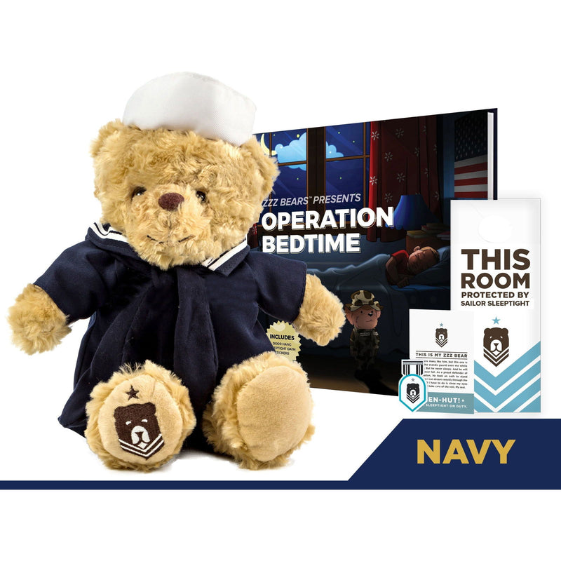 Sailor Sleeptight - Navy Teddy Bear with Storybook & Sleep System - ZZZ BEARS - 