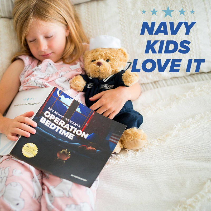 Sailor Sleeptight - Navy Teddy Bear with Storybook & Sleep System - ZZZ BEARS
