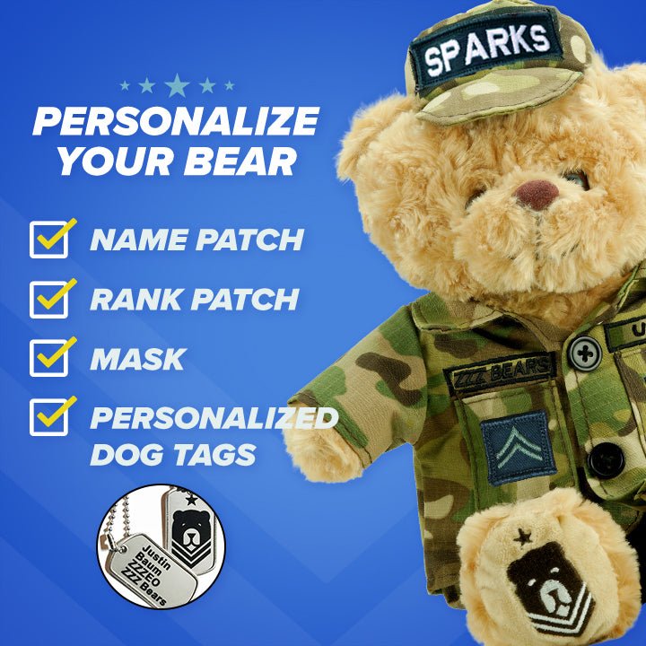 Sgt. Sleeptight - Army Teddy Bear with Storybook & Sleep System - ZZZ BEARS
