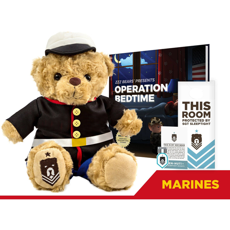 Sgt. Sleeptight - Marine Dress Blues Teddy Bear with Storybook & Sleep System - ZZZ BEARS